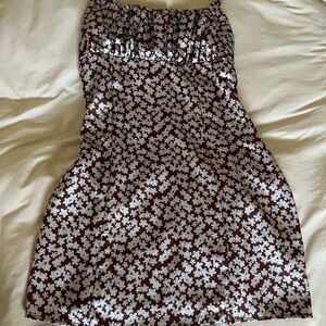 La Hearts Brown and White Floral Pencil Skirt